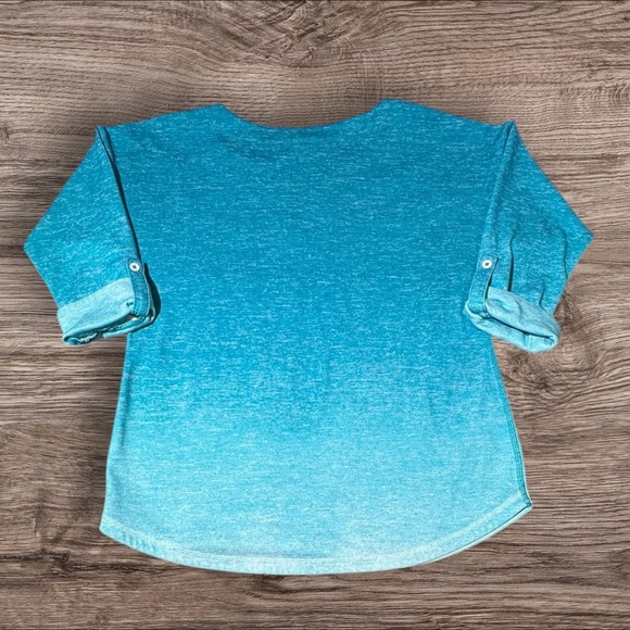 NWOT Talbots Teal Ombre Long Sleeve Top - Picture 2 of 3